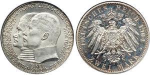 2 Марка Великое герцогство Гессен (1806 - 1918) Серебро Эрнст Людвиг (великий герцог Гессенский) (1868 - 1937)
