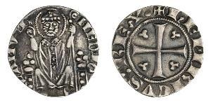 MILANO ENRICO VII DI LUSSEMBURGO (1310-1313) Doppio Ambrosino. D/ Croce R/ S. Ambrogio seduto, benedicente. N.V. 50 MIR 72 Ag g 3,00 (tosata) Rara BB÷SPL