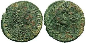 1 Фоллис /  AE2 Римская империя (27BC-395) Бронза Элия Флацилла (?-385)
