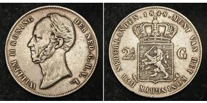  
 
    1848, Kingdom of the Netherlands, Willem II. Large Silver 2-1/2 Gulden Coin.    Mint year: 1848  Reference: KM-69.   Denomination: 2½ Gulden  Mint Place: Utrecht (sword mint mark)  Condit ...