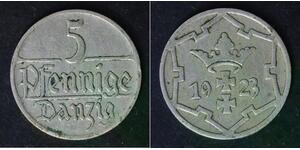 DANZIG 5 Pfennig 1923 - Copper/Nickel - VF - 2243