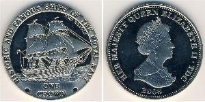 1 Крона Тристан-да-Кунья (острова) Никель/Медь Елизавета II (1926-2022)