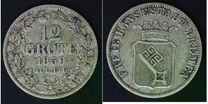 BREMEN (German State) 12 Grote (1/6 Thaler) 1859 - Silver 0.740 - VF/XF - B21
