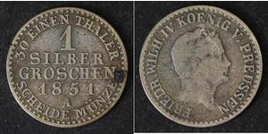 PRUSSIA 1 Groschen 1851 A - Silver 0.222 - Friedrich Wilhelm IV. - VF- - 2990
