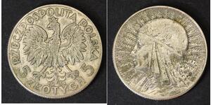 POLAND 5 Zlotych 1934 (w) - Silver 0.750 - Queen Jadwiga - VF- - 3075