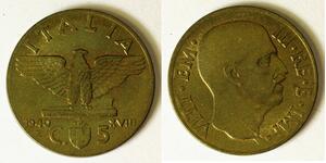 ITALY 5 Centesimi 1940 R XVIII - Aluminum/Bronze - Vittorio Emanuele III. - 1030