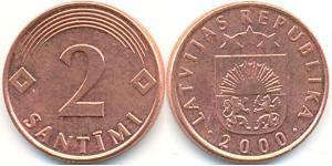 2 Santims Lettland (1991 - ) Kupfer/Stahl 