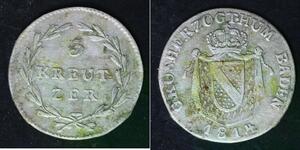 BADEN 3 Kreuzer 1814 - Silver 0.313 - Karl Ludwig Friedrich - 2768