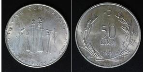 TURKEY 50 Lira 1977 - Silver 0.830 - F.A.O. - aUNC - 2194