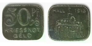 GERMANY (Hall) 50 Pfennig 1918 - Iron - Notgeld - VF - 2315