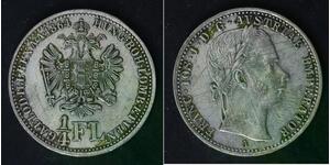 AUSTRIA 1/4 Florin 1864 A - Silver 0.520 - Franz Joseph I. - VF - 398