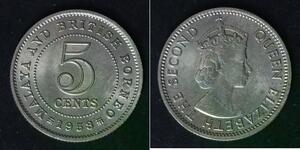 MALAYA AND BRITISH BORNEO 5 Cents 1958 - Copper/Nickel - Elizabeth II. - 357