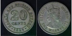 MALAYA AND BRITISH BORNEO 20 Cents 1956 - Copper/Nickel - VF - 4624