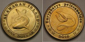 NORTHERN MARIANA ISLANDS (USA) 1 Dollar 2016 - Brass - Gulper Eel - aUNC -3516 *
