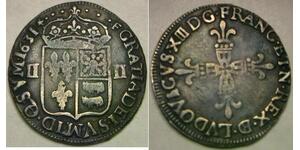 FRANCE 1/4 Ecu 1631 Bearn - Silver 0.917 - Louis XIII. - VF+ - 3623 *