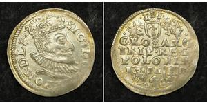  
  
 1596, Poland, Sigismund III Vasa. Silver 3 Groszy (Trojak) Coin. Poznan mint!
    
  
 Mint Year: 1597 Mint Place: Poznan Reference: Iger P.96.8b.  Denomination: Triple Groszy (3 Groszy) Co ...