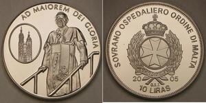 ORDER OF MALTA 10 Liras 2005 - John Paul II. - Ad Maiorem Dei Gloria - UNC -788*