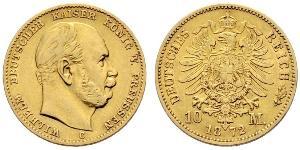 10 Марка Пруссия (королевство) (1701-1918) Золото Wilhelm I, German Emperor (1797-1888)