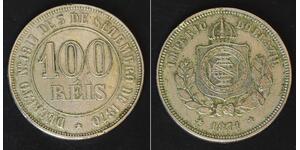 BRAZIL 100 Reis 1871 - Copper/Nickel - Pedro II. - VF - 3106