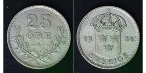 SWEDEN 10 Ore 1938 G - Silver 0.400 - Gustaf V. - 774