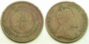 STRAITS SETTLEMENTS 1/4 Cent 1905 - Bronze - Edward VII. - VF - 984 *