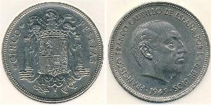 5 Peseta Francoist Spain (1936 - 1975) Nichel Francisco Franco(1892 – 1975)