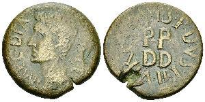 Augustus AE24, Carthago Augustus (27 BC - 14 AD). AE24 (8.24 g), Carthago, Zeugitania, 10 AD. Obv. IMP C D F A P M P P, bare head left. Rev. P I SP D V SP IIVIR C I C around P P / D D. RPC I, 745 ...