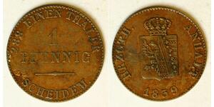 ANHALT BERNBURG (German State) 1 Pfennig 1839 - Copper - Alexander Carl - 3058