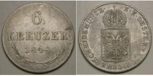 AUSTRIA 6 Kreuzer 1848 A - Billon / Silver 0.428 - Franz Joseph I. - XF - 3481 *