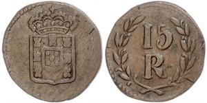 Portugal-Goa (Portugiesisch Indien). Joao (Joao VI.) 1799-1816-1826. 15 Reis o. J. (1801). K.M. 263. Sehr schön