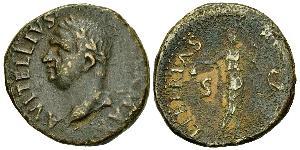 Vitellius AE As, Tarraco Vitellius (69 AD). AE As (27 mm, 11.52 g), Tarraco (?), January - June 69. Obv. A VITELLIVS IMP GERMAN, laureate bust left, globe at point of bust Rev. LIBERTAS RESTITVTA ...