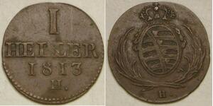 SAXONY (German Kingdom) 1 Heller 1813 H - Friedrich August I. - XF/aUNC - 2688 *