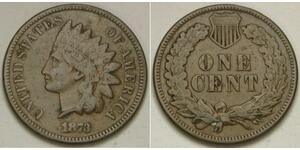 USA Indian Head Cent 1873 - Bronze - VF - 3065 *