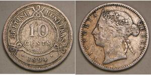 BRITISH HONDURAS 10 Cents 1894 - Silver 0.925 - Queen Victoria - VF - 1049 *