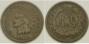 USA Indian Head Cent 1868 - Bronze - VF- - 3048 *