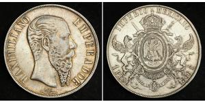  
 
    1866, Mexico (Empire), Maximilian I of Austria. Large Silver Peso Coin. Whizzed!   Mint year: 1866  Denomination: Peso  Reference: KM-388.1.  Mint Place: Mexico City  State: Mexico (Empir ...