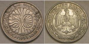 GERMANY (Weimar Republic) 50 Reichspfennig 1928 A - Nickel - VF+ - 4077 *