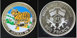 TOGO 500 Francs 2001 Proof - Silver 0.999 - Tiger - 3196