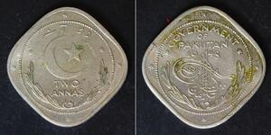 PAKISTAN 2 Annas 1948 - Copper/Nickel - XF/aUNC - 3724