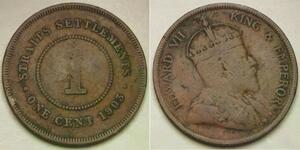 STRAITS SETTLEMENTS 1 Cent 1903 - Bronze - Edward VII. - VF - 991 *