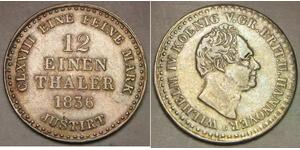 HANNOVER (Germany) 1/12 Thaler 1836 B - Silver 0.52 - William IV. - VF/XF - 845*