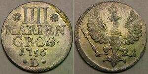 PRUSSIA 4 Mariengroschen 1756 D - Silver 0.375 - Friedrich II. - XF- - 3648 *