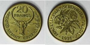 MALAGASY REPUBLIC 20 Francs 1971 - Aluminum/Bronze - F.A.O. - aUNC - 3989