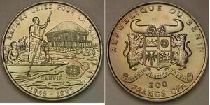 BENIN 200 Francs ND (1995) - Copper-Nickel - 50th Anniversary U.N. - aUNC -1129*