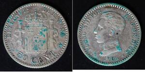 SPAIN 50 Centimos 1904 (10) PC-V - Silver 0.835 - Alfonso XIII. - VF - 3456