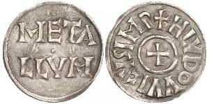Ludwig der Fromme Pfennig, Melle. 1,66 g. +META-LLVM / +HLVDOVICVSIMP Kreuz. Morrison-Grunthal 398. Schöne Patina. Fast vorzüglich