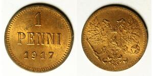 FINLAND 1 Penni 1917 - Copper - Nicholas II. - XF/aUNC - 1551