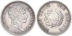 1813,Italien-Neapel und Sizilien. Joachim Murat, König beider Sizilien 1808-1815. Lira 1813. Pagani 62. Kleiner Kratzer, sehr schön.