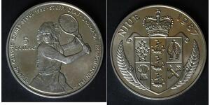 NIUE 5 Dollars 1987 - Copper/Nickel - Olympics - Tennis - aUNC - 3830