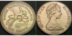 ISLE OF MAN 1 Crown 1984 - Winter Olympics Ice Dancing - aUNC - 2087 
